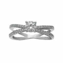 PRIMROSE Sterling Silver Cubic Zirconia Split Shank Ring