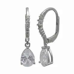 Primrose Sterling Silver Cubic Zirconia Pear Teardrop Earrings