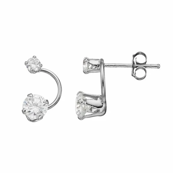 PRIMROSE Sterling Silver Cubic Zirconia Curved Drop Earrings