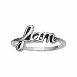 PRIMROSE Sterling Silver Polished Oxidized Fam Band Ring