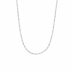 PRIMROSE Sterling Silver Hammered Figaro Chain Necklace