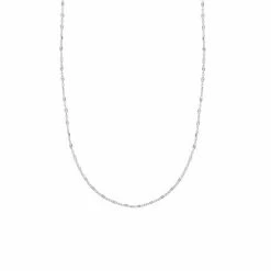 PRIMROSE Sterling Silver Textured Mirror Station Cable Chain Necklace