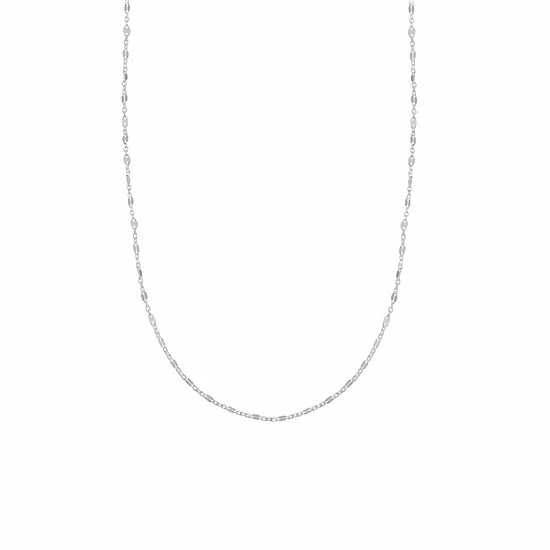 PRIMROSE Sterling Silver Textured Mirror Station Cable Chain Necklace