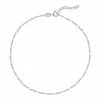 PRIMROSE Sterling Silver Polished Mirror Station Curb Chain Anklet