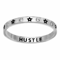 PRIMROSE Sterling Silver Cubic Zirconia Star "Hustle" Band Ring