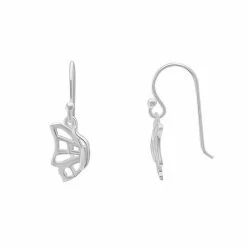 PRIMROSE Sterling Silver Polished Half Butterfly Drop Earrings