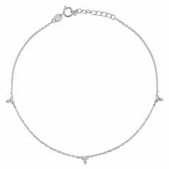 Primrose Sterling Silver Cubic Zirconia Chain Anklet