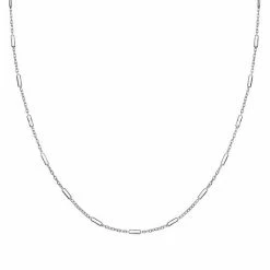 PRIMROSE Sterling Silver Bar Station Rolo Chain Necklace
