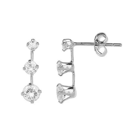 PRIMROSE Sterling Silver Cubic Zirconia Graduated Drop Earrings