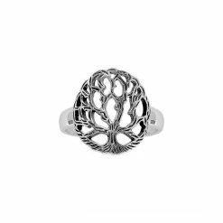 PRIMROSE Oxidized Sterling Silver Oval Family Tree Ring