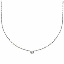 PRIMROSE Sterling Silver Cubic Zirconia Round Disc Necklace