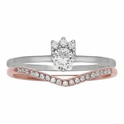 PRIMROSE 18k Rose Gold Over Sterling Silver Double Band Ring