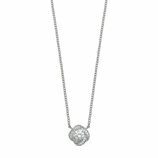 PRIMROSE Sterling Silver Cubic Zirconia Love Knot Pendant Necklace