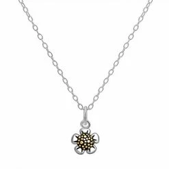 PRIMROSE Two-Tone Sterling Silver Sculpted Flower Pendant Necklace