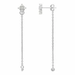 PRIMROSE Sterling Silver Cubic Zirconia Cross Chain Drop Earrings