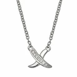 PRIMROSE Sterling Silver Cubic Zirconia X-Shape Necklace