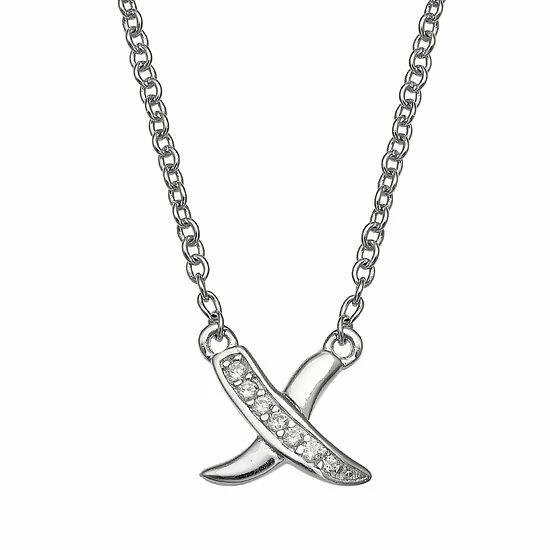 PRIMROSE Sterling Silver Cubic Zirconia X-Shape Necklace