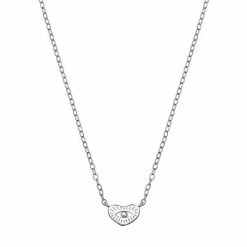 PRIMROSE Sterling Silver Etched Heart Evil Eye Pendant Necklace