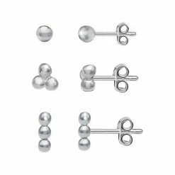 PRIMROSE Sterling Silver Ball Stud Earring Set