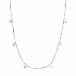 PRIMROSE Sterling Silver "BESTIE" Pendant Stations Chain Necklace