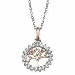 PRIMROSE Primrose Two Tone Cubic Zirconia Family Tree Necklace
