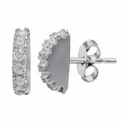 PRIMROSE Cubic Zirconia Half Disc Earrings