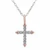 PRIMROSE Two-Tone Cubic Zirconia Cross Pendant Necklace