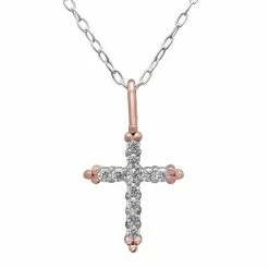 PRIMROSE Two-Tone Cubic Zirconia Cross Pendant Necklace