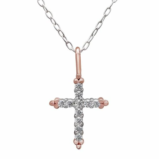 PRIMROSE Two-Tone Cubic Zirconia Cross Pendant Necklace