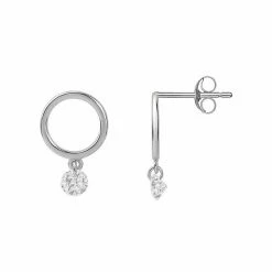 PRIMROSE Sterling Silver Open Circle Cubic Zirconia Drop Earrings