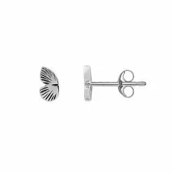 PRIMROSE Sterling Silver Oxidized Half Butterfly Wing Stud Earrings