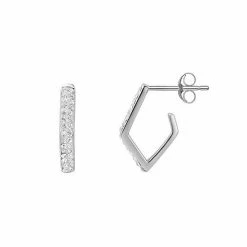 PRIMROSE Sterling Silver Crystal Kite Hoop Earrings