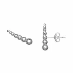 PRIMROSE Sterling Silver Graduated Beads Crawler Stud Earrings