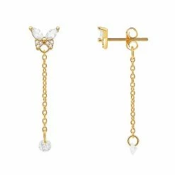 PRIMROSE 18k Gold Over Silver Marquise Cubic Zirconia Butterfly Drop Earrings