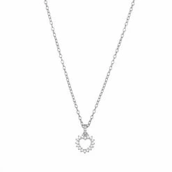 PRIMROSE Sterling Silver Pave Cubic Zirconia Open Heart Pendant Necklace