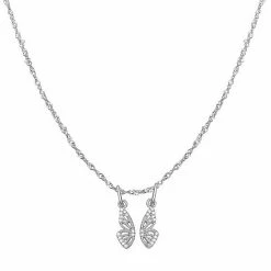 PRIMROSE Sterling Silver Cubic Zirconia Half Butterfly Wings Pendant Necklace