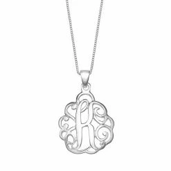 PRIMROSE Sterling Silver Monogram Initial Pendant Necklace Silver Tone Y