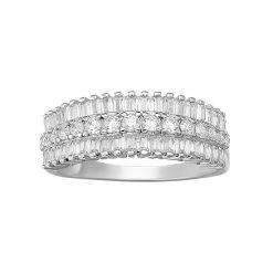 PRIMROSE Cubic Zirconia Triple Row Ring Two Tone Rose