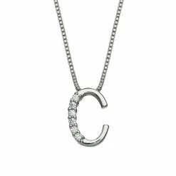 PRIMROSE Sterling Silver Cubic Zirconia Initial Pendant Necklace Silver Tone Z