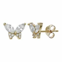 PRIMROSE Cubic Zirconia Butterfly Stud Earrings Silvertone