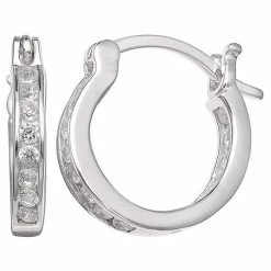PRIMROSE Sterling Silver Cubic Zirconia Huggie Hoop Earrings
