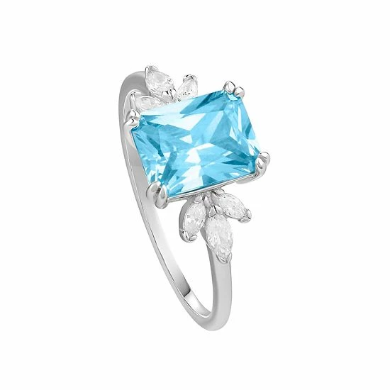 PRIMROSE Sterling Silver Red & White Cubic Zirconia Ring - Image 2