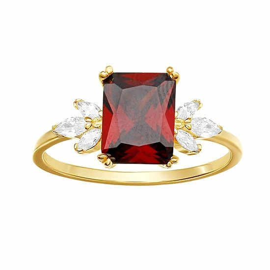 PRIMROSE Sterling Silver Red & White Cubic Zirconia Ring - Image 6