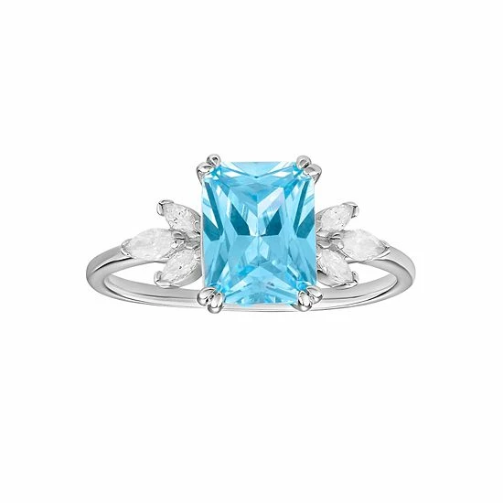 PRIMROSE Sterling Silver Red & White Cubic Zirconia Ring - Image 8