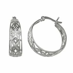 PRIMROSE Sterling Silver Openwork Flower Hoop Earrings
