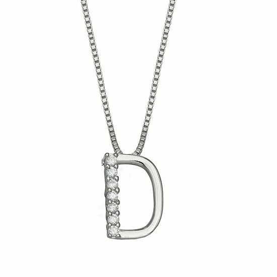 PRIMROSE Sterling Silver Cubic Zirconia Initial Pendant Necklace Silver Tone Z - Image 4