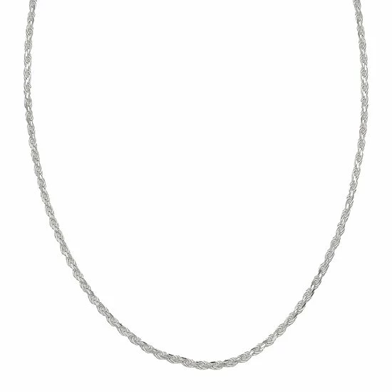 PRIMROSE Sterling Silver Diamond-Cut Rope Chain Necklace
