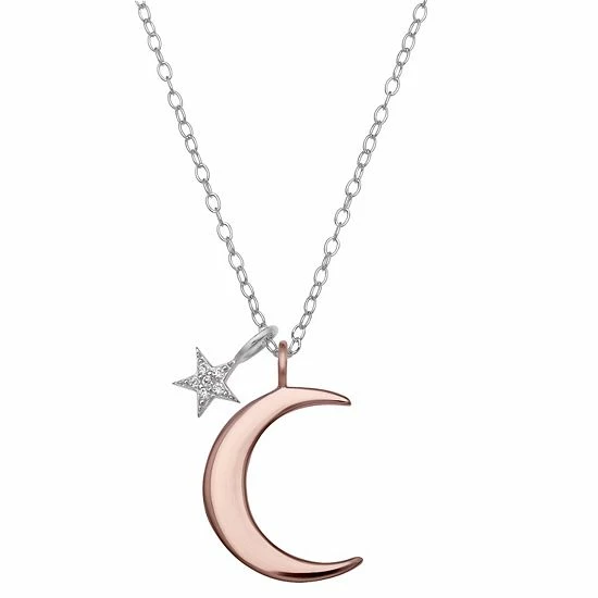 PRIMROSE Cubic Zirconia Star & Crescent Moon Pendant Necklace Sterling Silver - Image 5