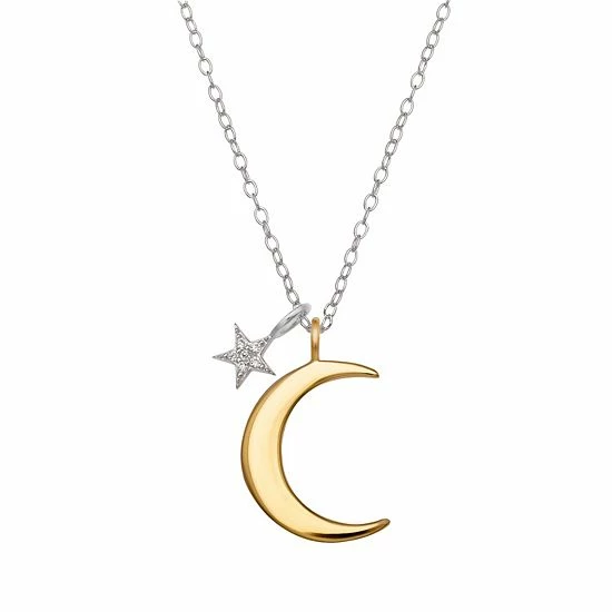 PRIMROSE Cubic Zirconia Star & Crescent Moon Pendant Necklace Sterling Silver - Image 6
