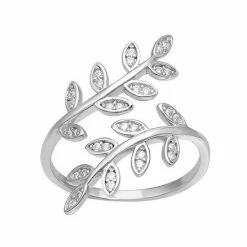 PRIMROSE Sterling Silver Cubic Zirconia Vine Bypass Ring